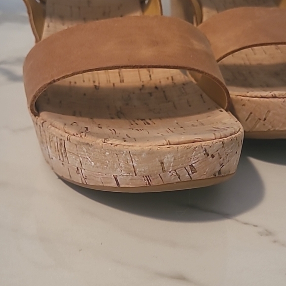 Kork-Ease Austin Tan Leather Platform Wedge Sandals Wmn's 10 Comfy Casual Summer - Picture 7 of 12